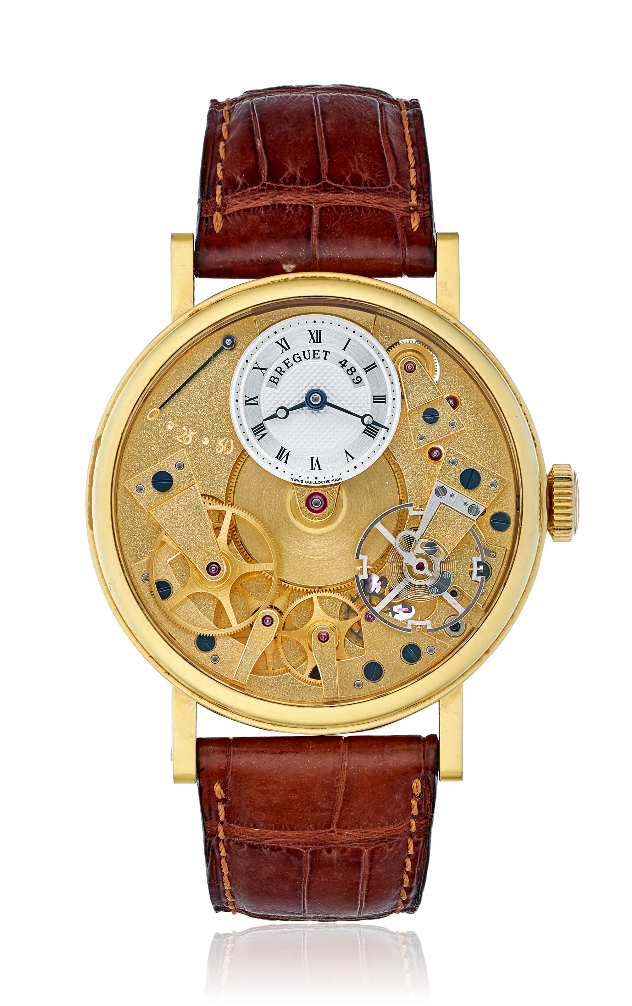 Breguet 7027 38mm Yellow gold Silver and semi-skeletonized