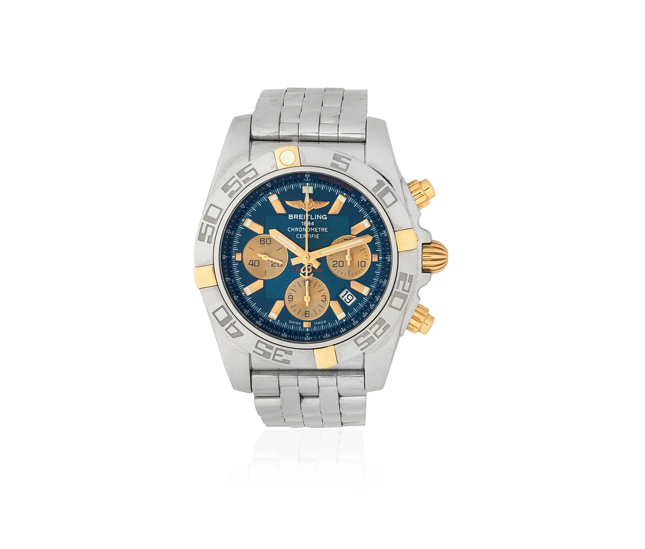 Breitling Chronomat IB0110 39mm Yellow gold and stainless steel Blue