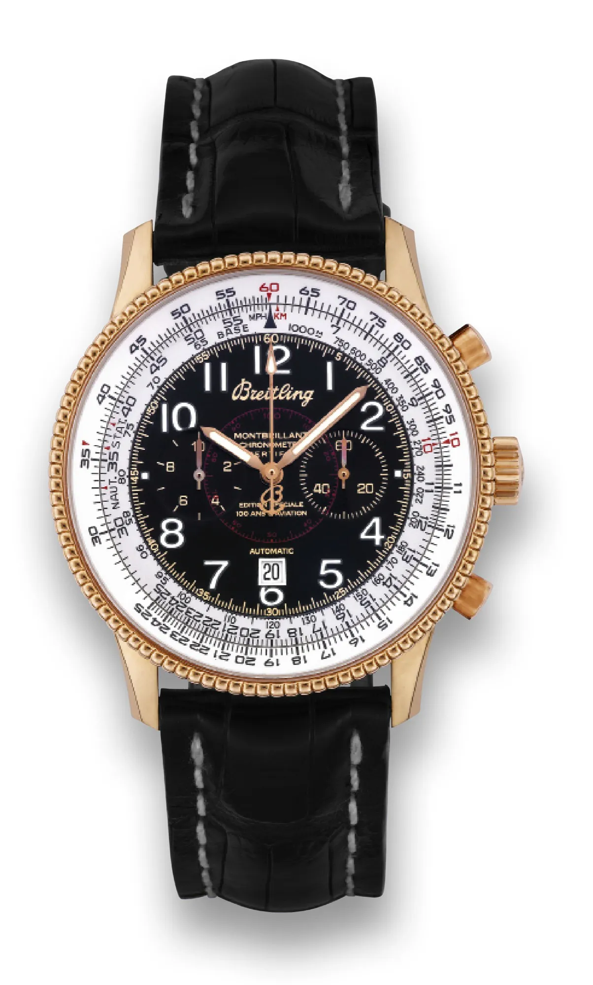 Breitling Montbrillant H35330 42mm 18K pink gold Black