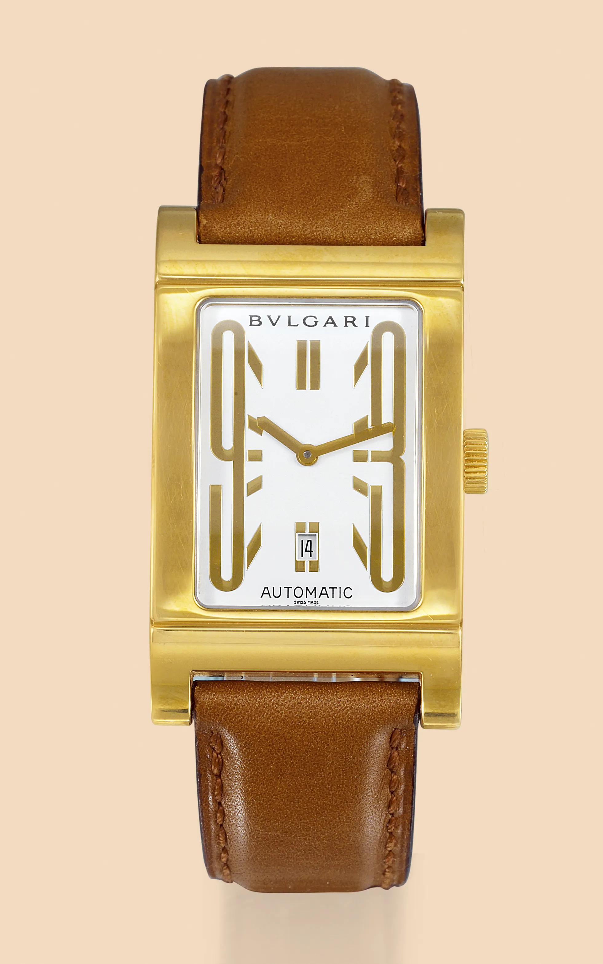 Bulgari Rettangolo RT 45 G 26mm Yellow gold White