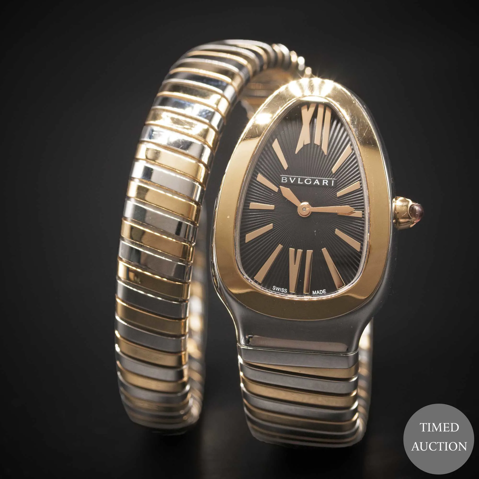 Bulgari Serpenti SP35SPG 35mm Yellow gold and Stainless steel Black