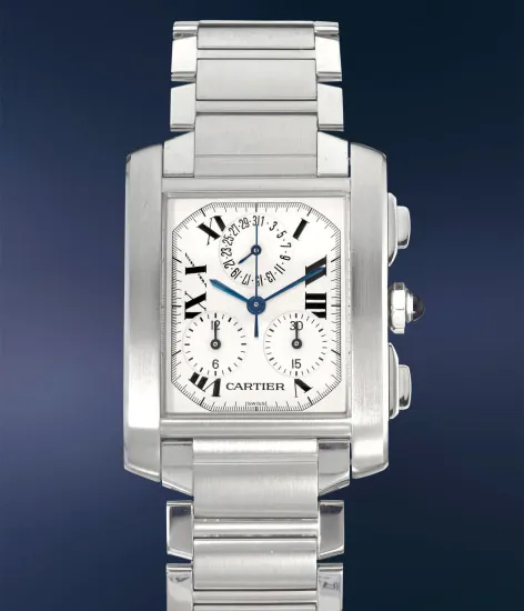 Cartier Tank Française Chronoflex 2302 W51001Q3 28mm Stainless steel White