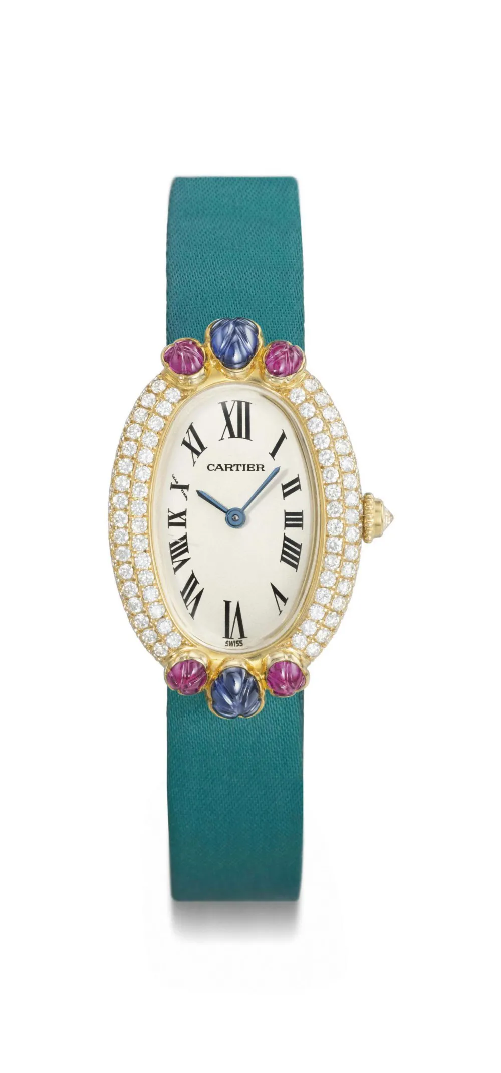 Cartier Baignoire 1950 1 25.5mm Yellow gold and Diamond Silvered