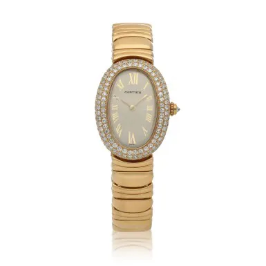 Cartier Baignoire 1950 23mm Yellow gold and Diamond Silver