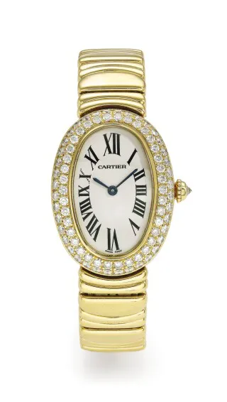 Cartier Baignoire 1954 30.5mm Yellow gold Silver