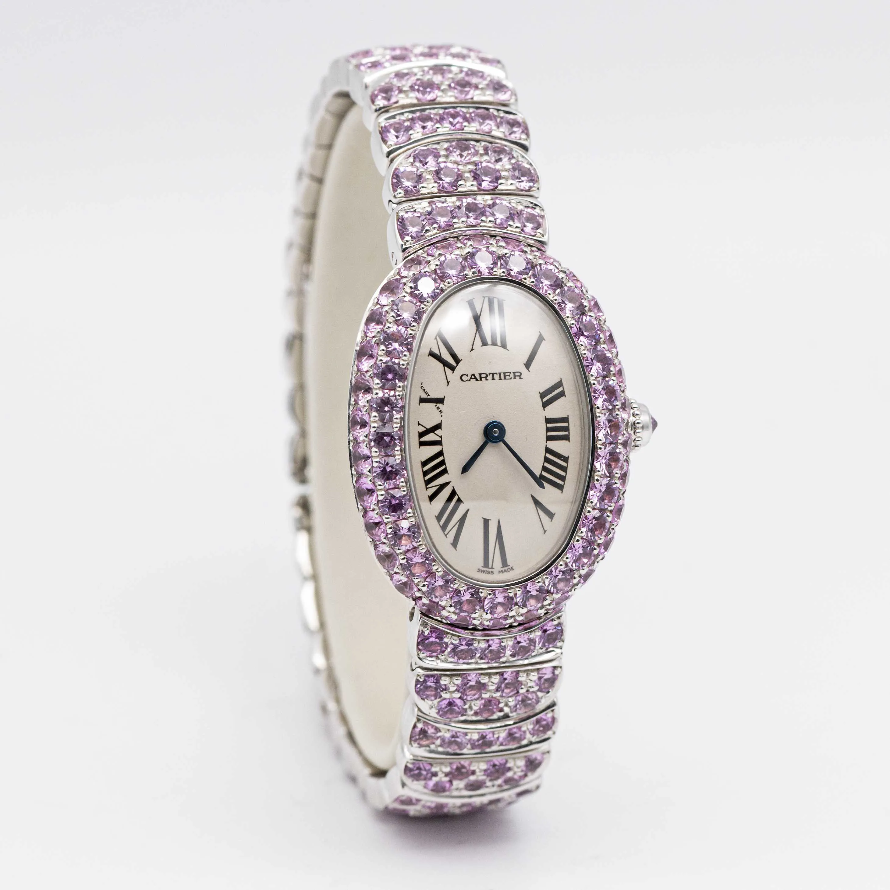 Cartier Baignoire 1955 31mm White gold and Sapphire signed 6