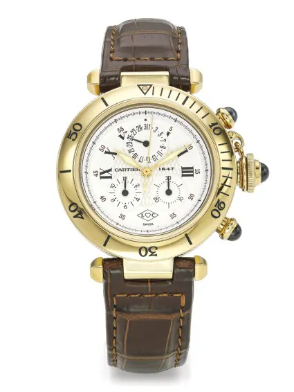 Cartier Pasha 1353 35.5mm Yellow gold White