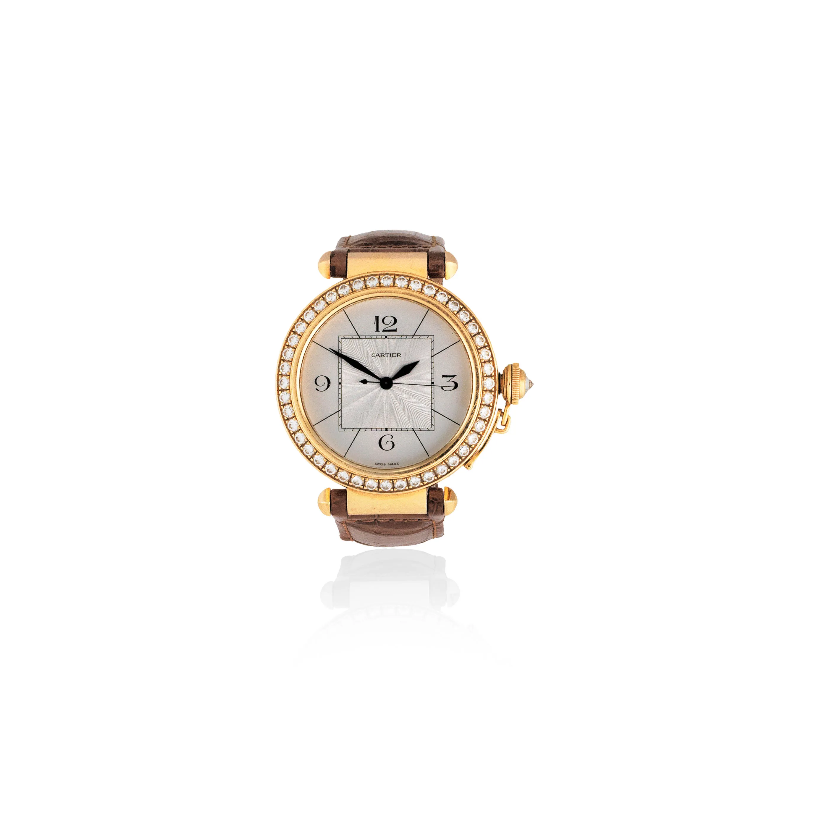 Cartier Pasha 2726 42mm Yellow gold and Diamond Engine Turned silver