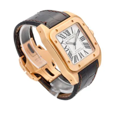 Cartier Santos 100 2792 38.5mm Rose gold Silver 3