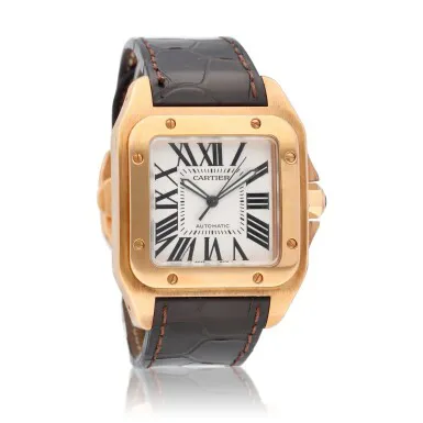 Cartier Santos 100 2792 38.5mm Rose gold Silver