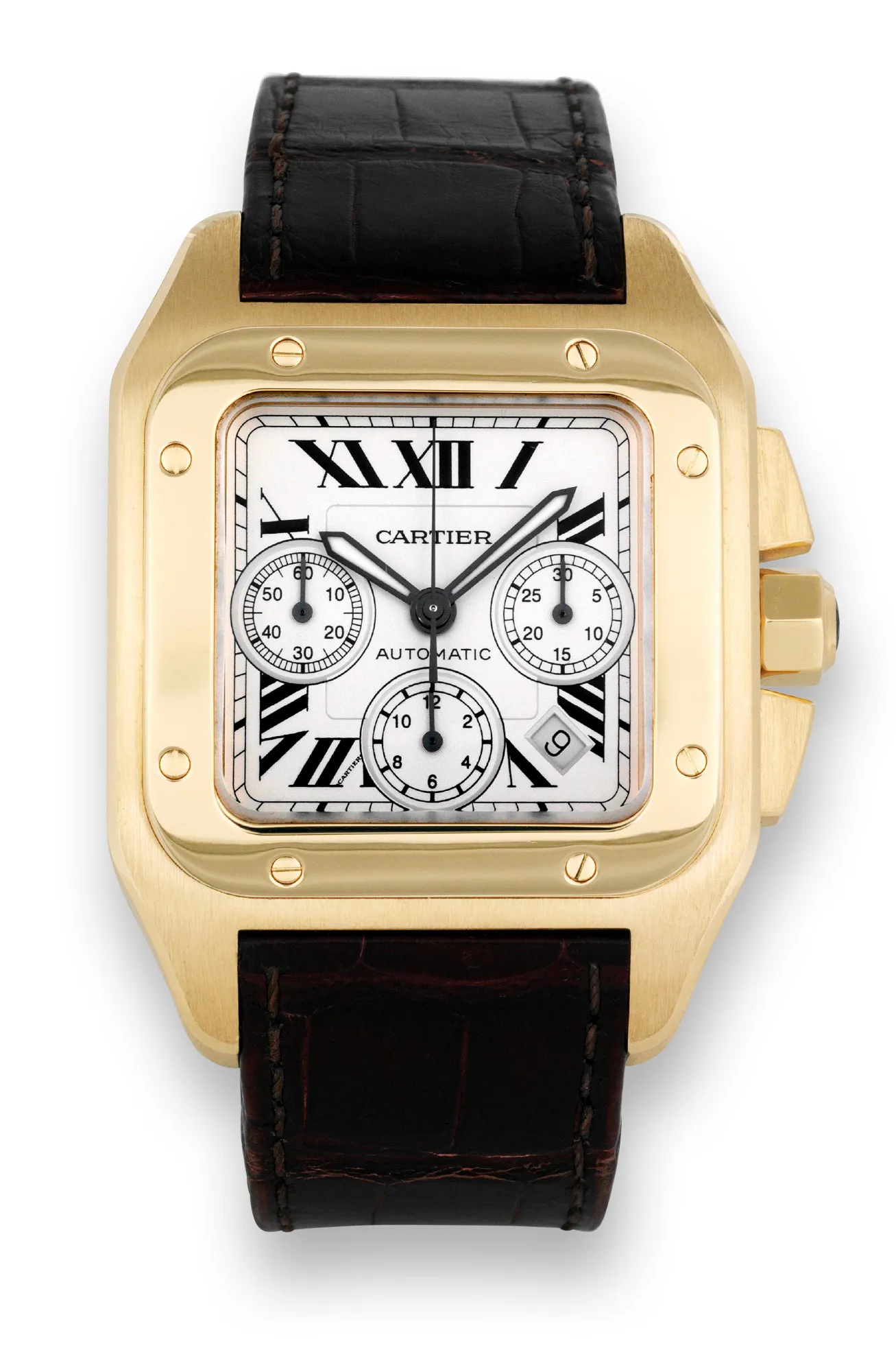 Cartier Santos 2741 55mm Yellow gold Silver