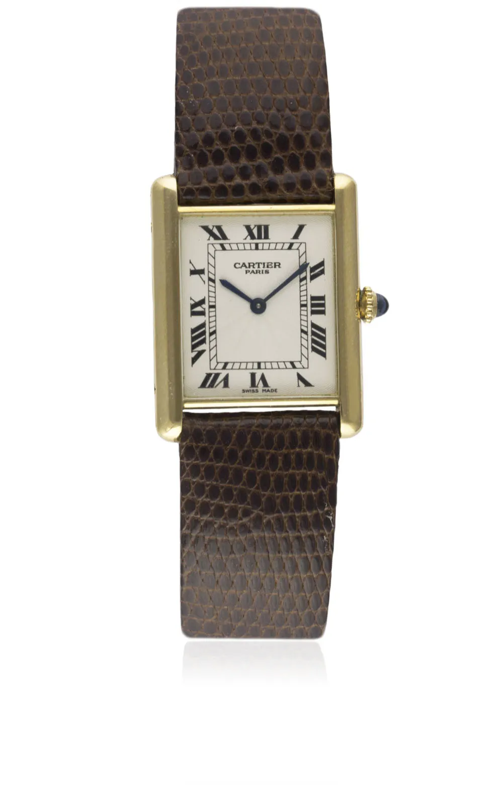 Cartier Tank 1600 30mm 18k gold White guilloché