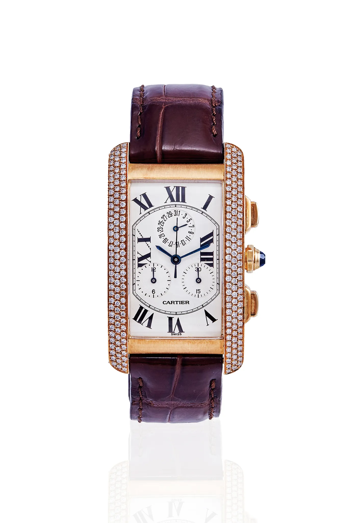 Cartier American Tank 1730 26mm Yellow gold White