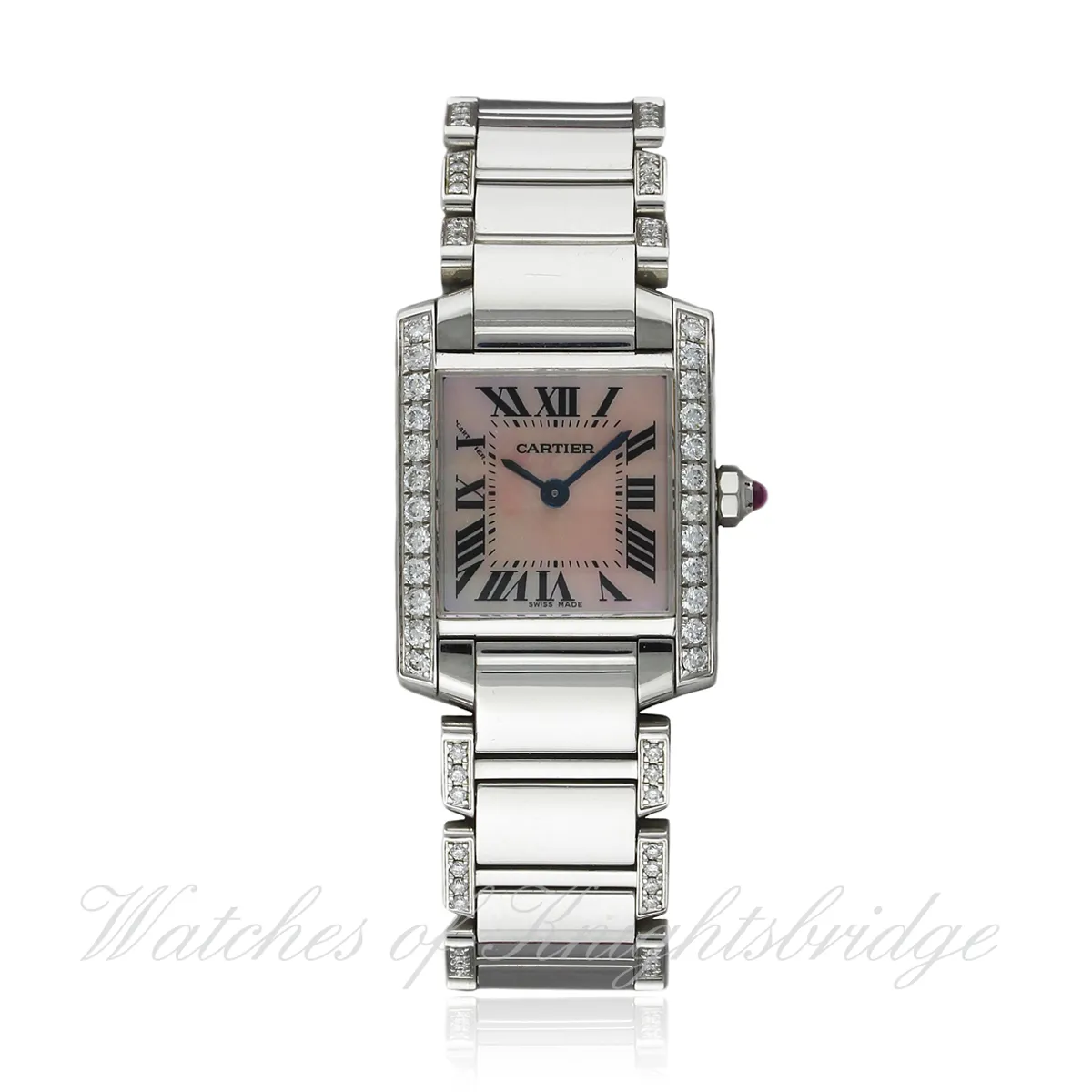 Cartier Tank 2384 20.5mm Stainless steel and diamond Mother-of-pearl