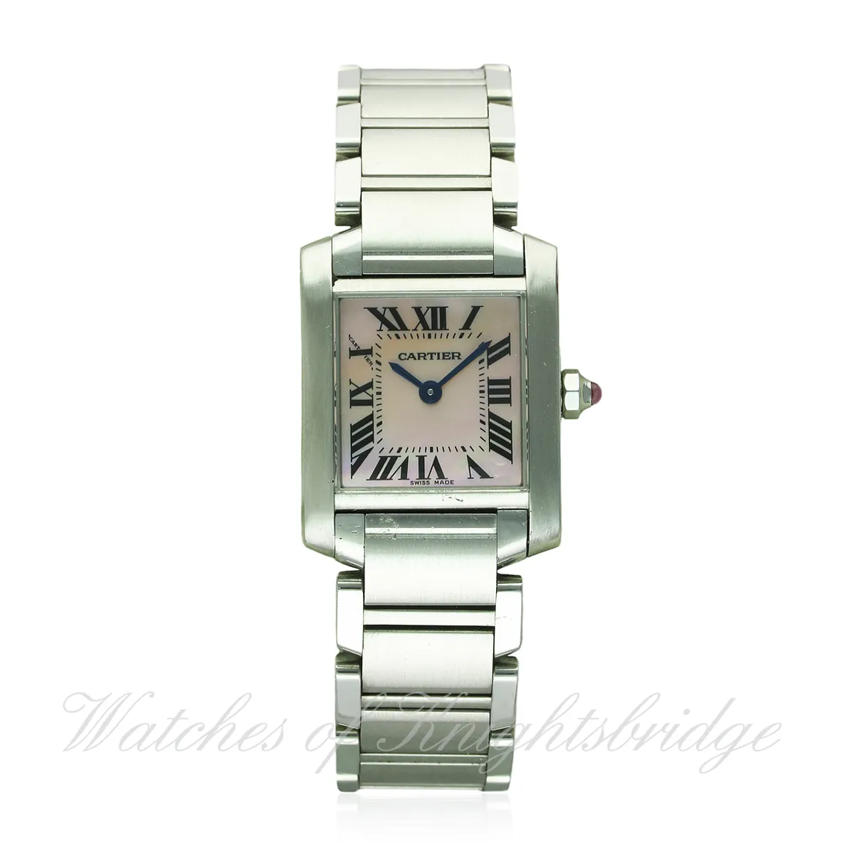 Cartier Tank Française 2384 20mm Stainless steel Pink mother-of-pearl