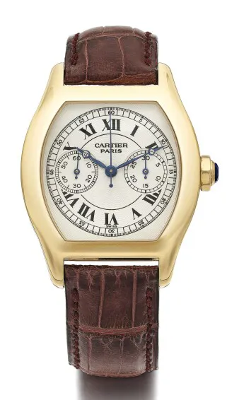 Cartier Tortue Chronograph 2356 43mm Yellow gold Silver