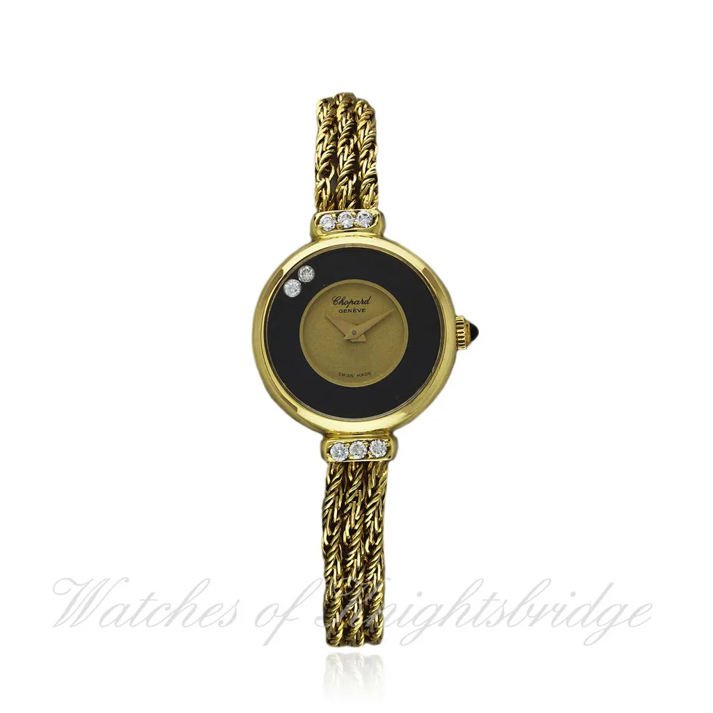 Chopard Happy Diamonds G 3856 21mm 18k gold and onyx Champagne