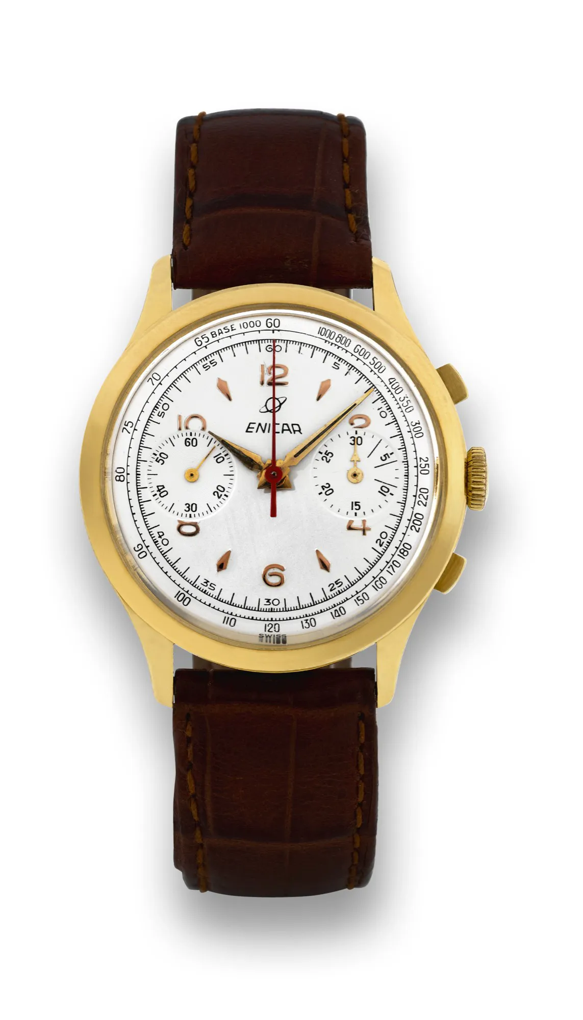 Enicar 37mm Yellow gold White