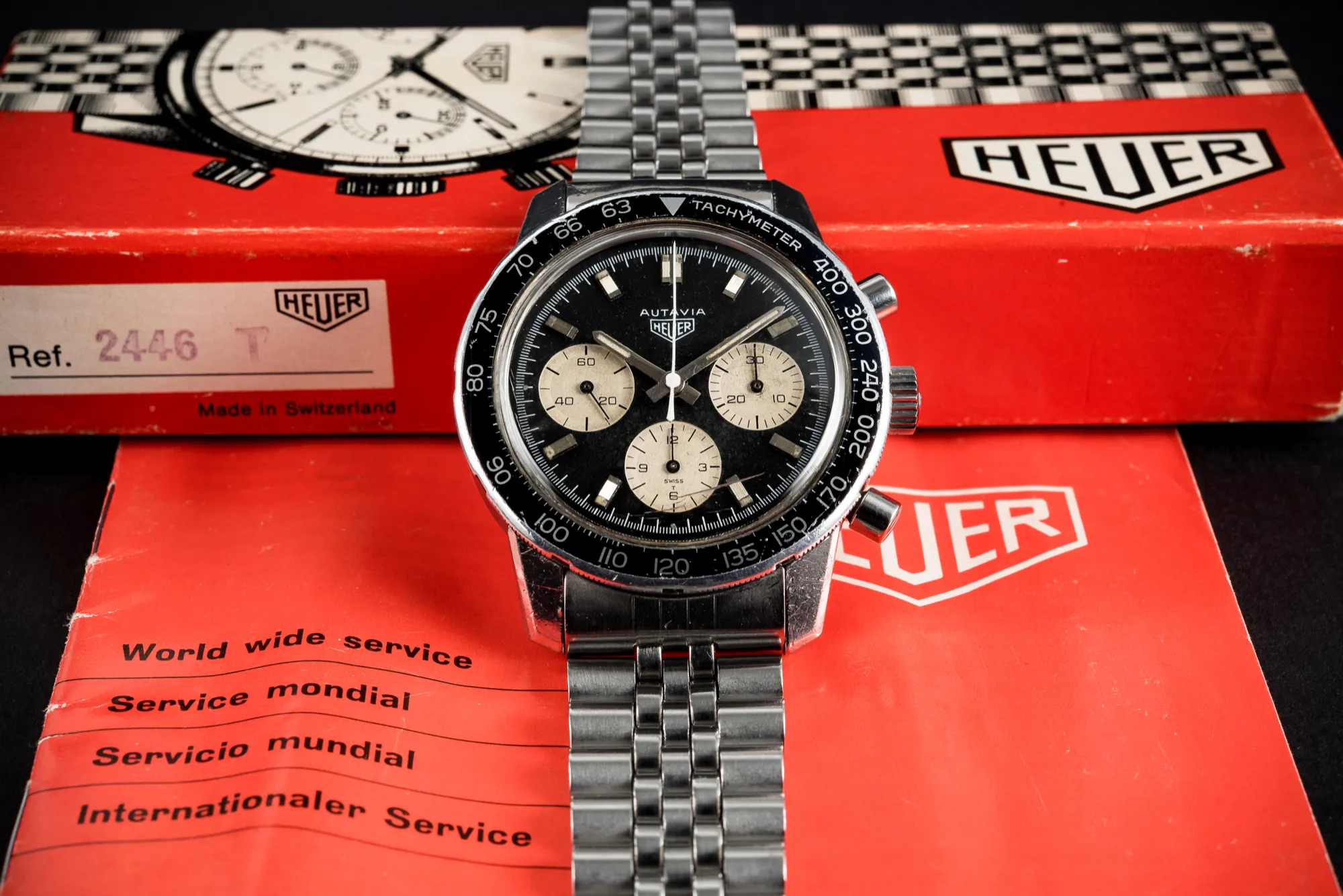 Heuer Autavia 2446C 40mm Stainless steel Black