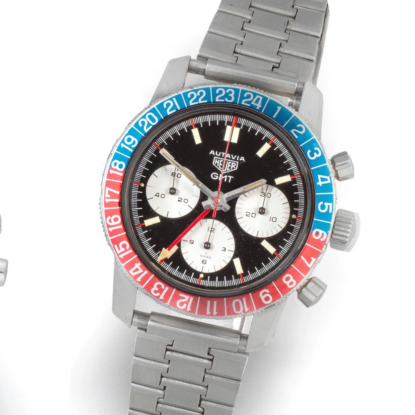 Heuer Autavia 2446C 40mm Stainless steel Black