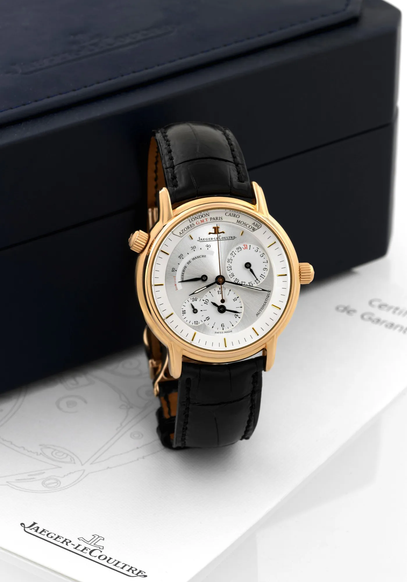 Jaeger-LeCoultre Master Geographique 169.2.92 38mm Rose gold Silver