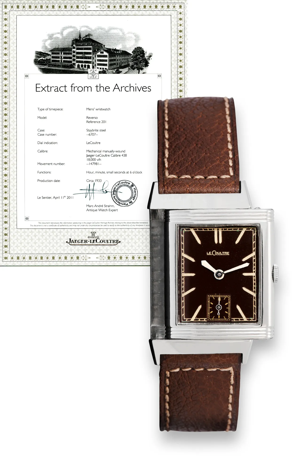 Jaeger-LeCoultre Reverso 201 23mm Stainless steel Brown