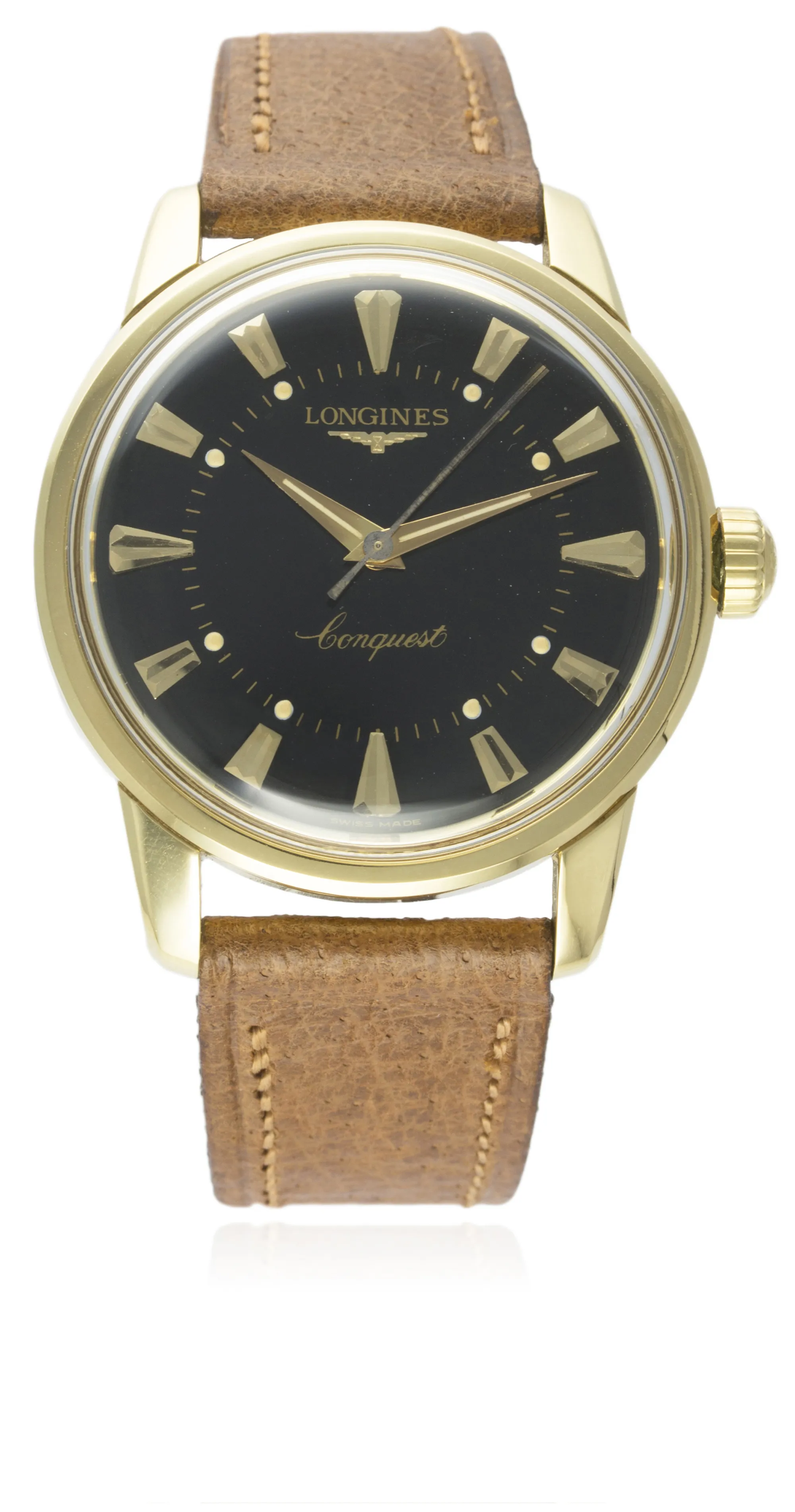 Longines Conquest 9001 2 35mm 18k solid gold Black