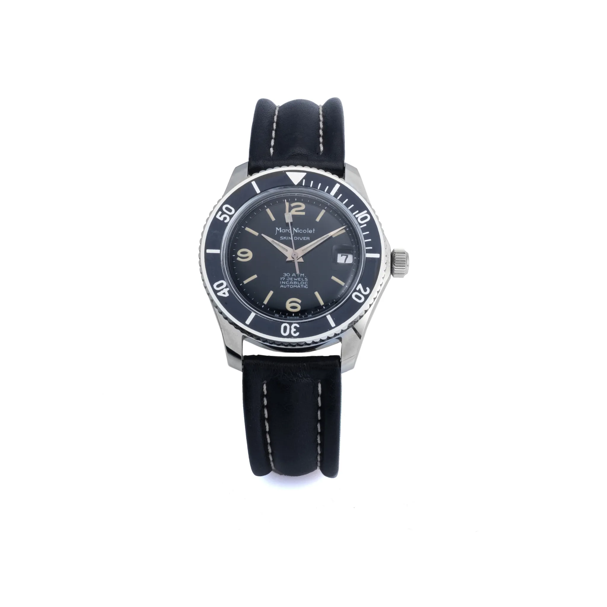 Marc Nicolet Skin Diver 38mm Stainless steel Black