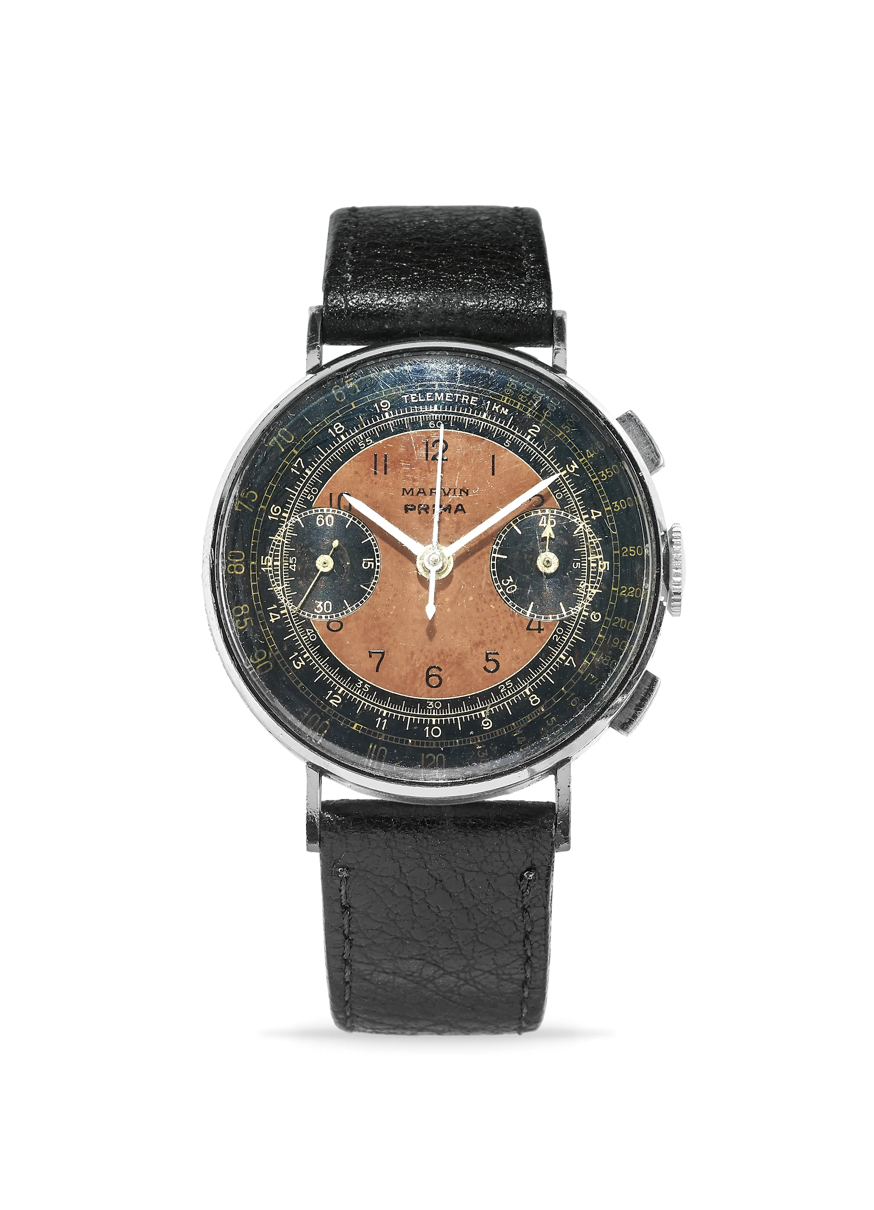 Marvin Chronograph 36mm Stainless steel pushers Black and salmon colour sector