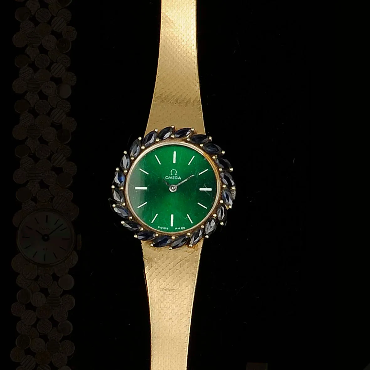 Omega 19mm Yellow gold Green