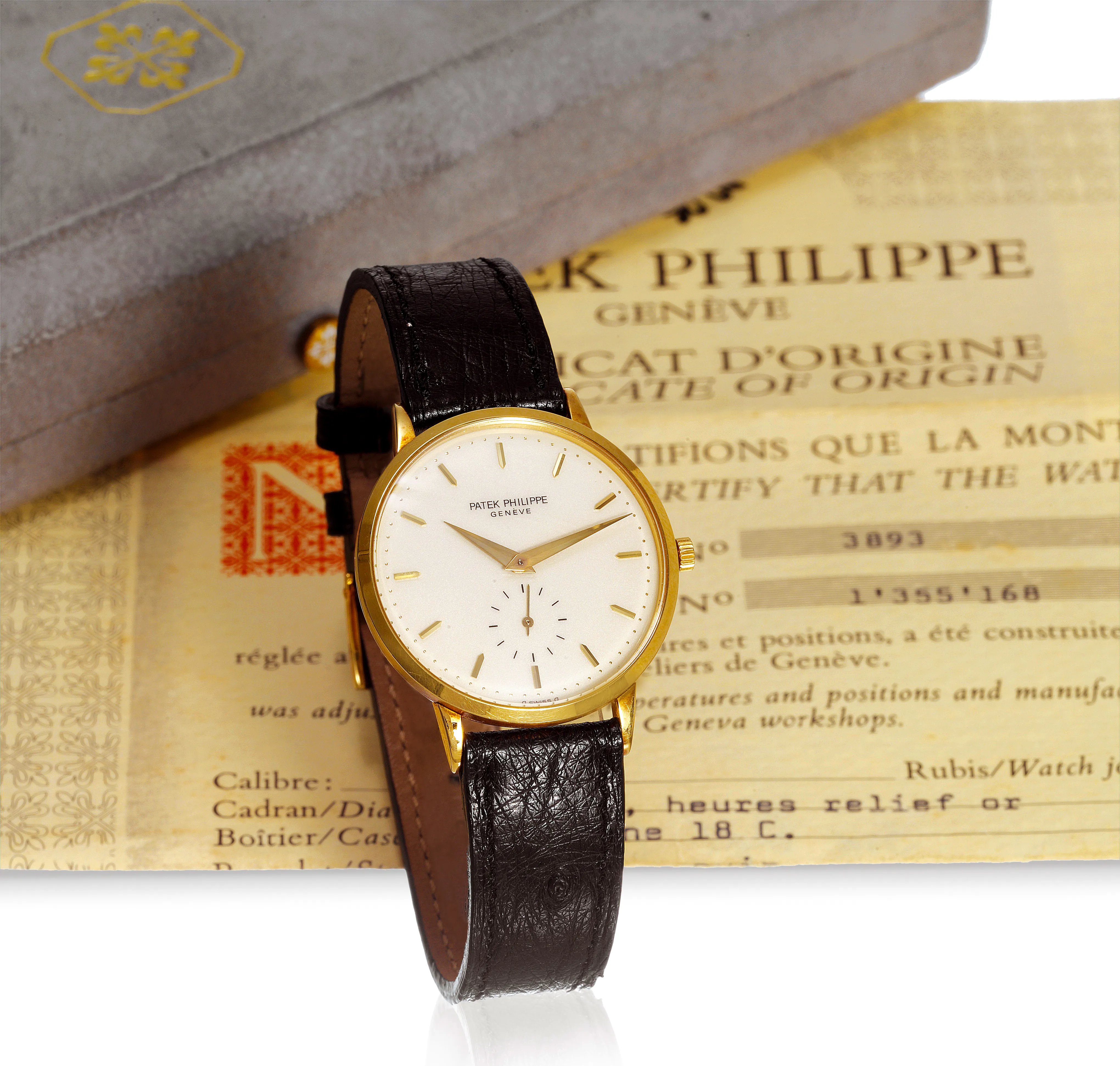 Patek Philippe Calatrava 3893 33mm Yellow gold Porcelain