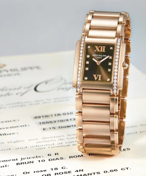 Patek Philippe 4910 11 25mm Rose gold Brown