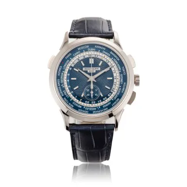 Patek Philippe World Time Chronograph 5930 40mm White gold Blue