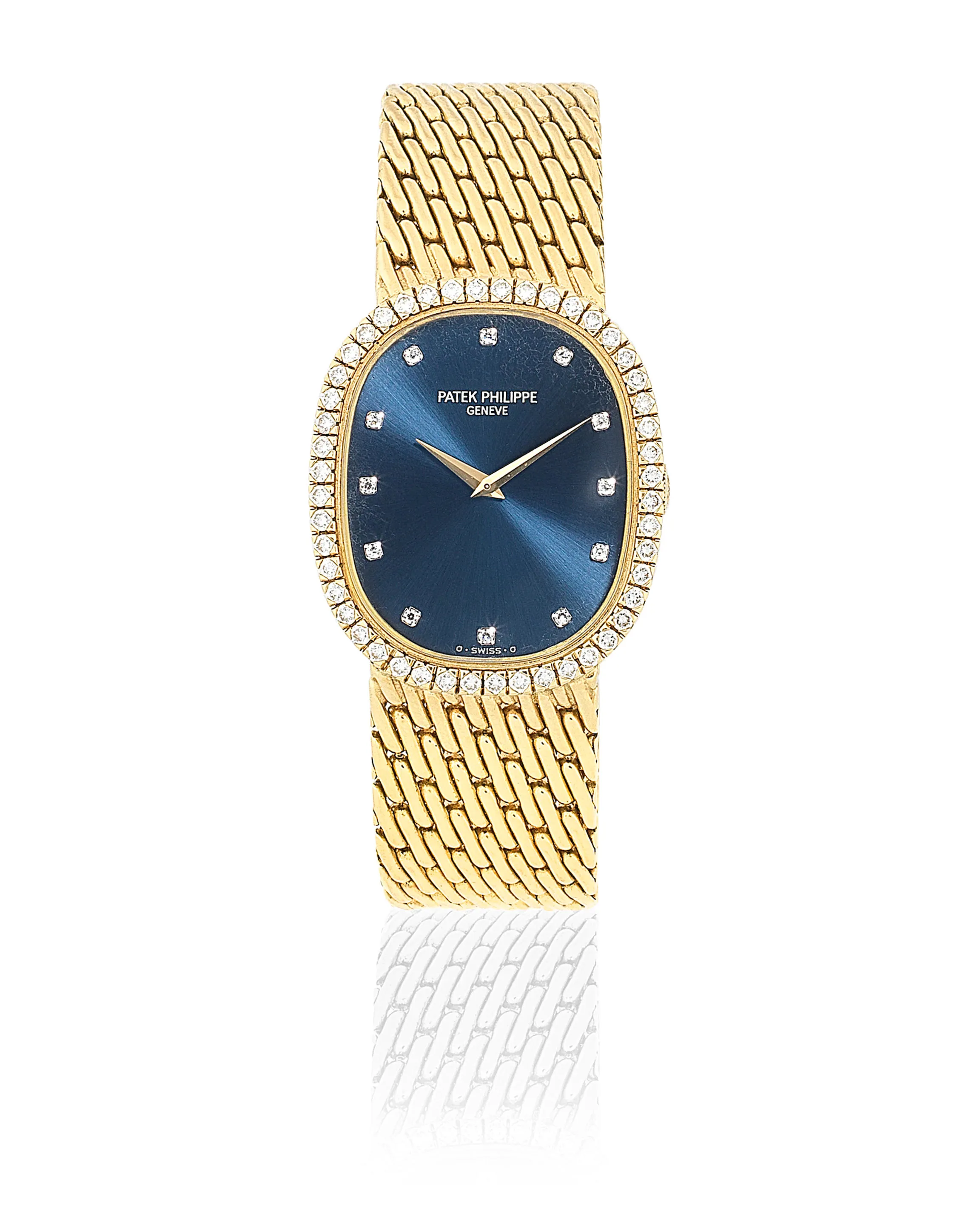 Patek Philippe Golden Ellipse 3748/91 29mm 18k gold and diamond Sunburst blue