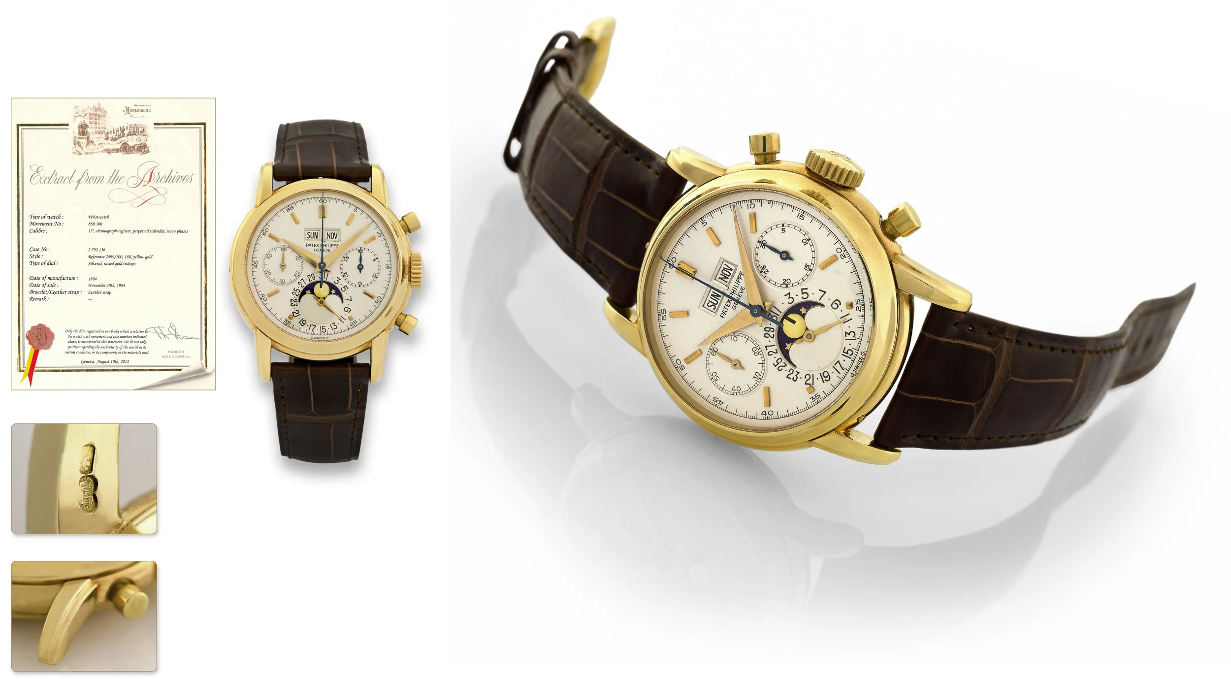 Patek Philippe Perpetual Calendar Chronograph 2499/100 38mm Yellow gold Silver