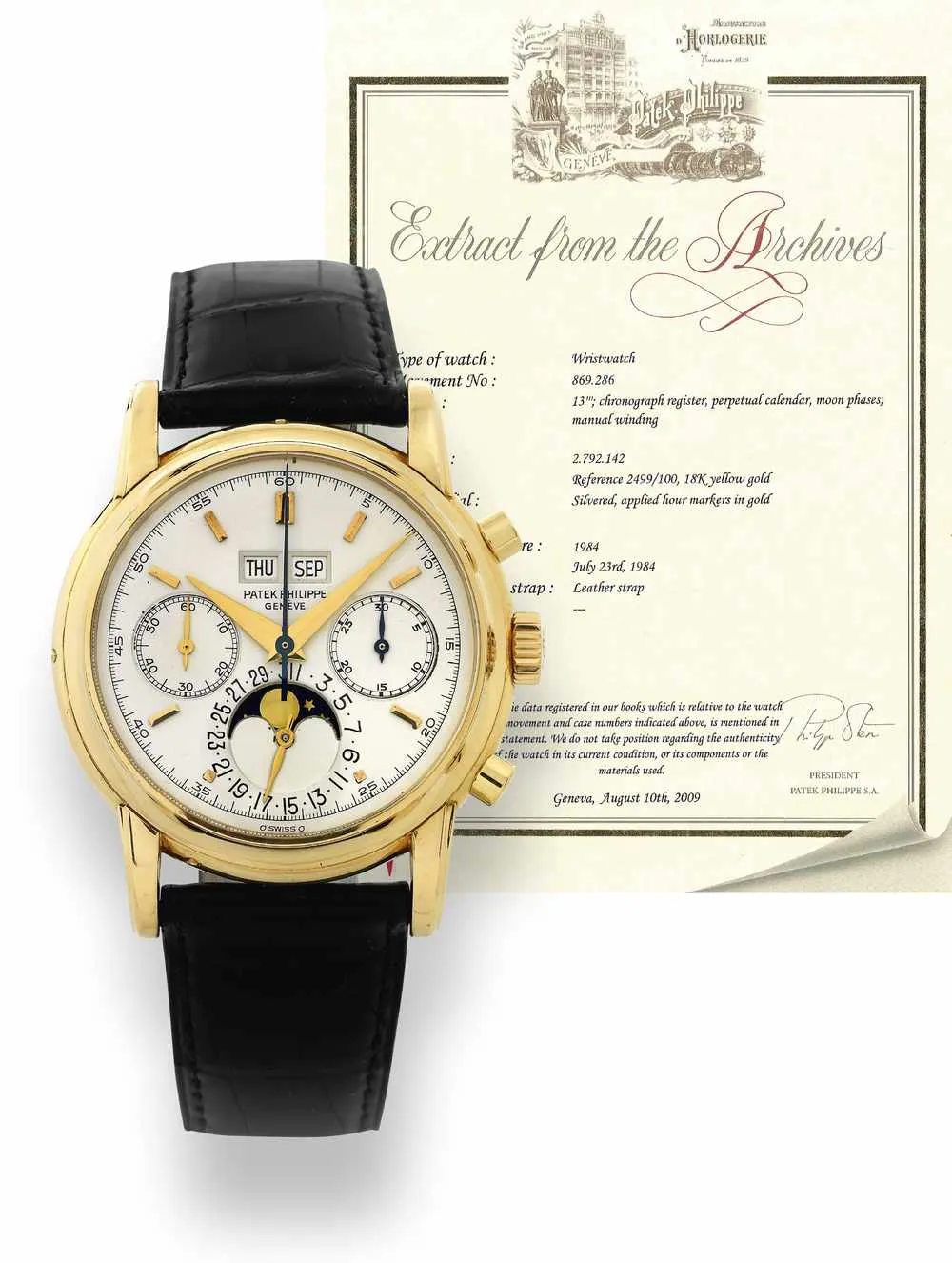 Patek Philippe Perpetual Calendar Chronograph 2499/100 38mm Yellow gold Silver