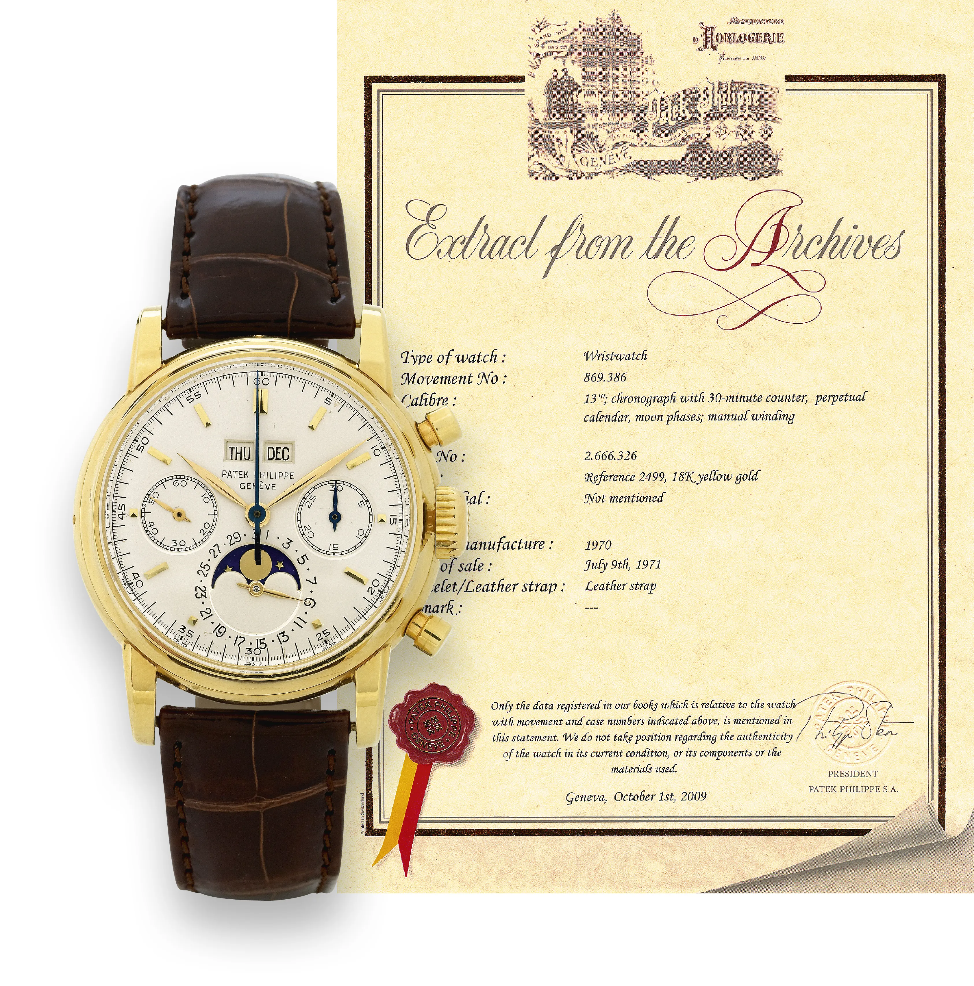 Patek Philippe Perpetual Calendar Chronograph 2499 38mm Yellow gold Silver