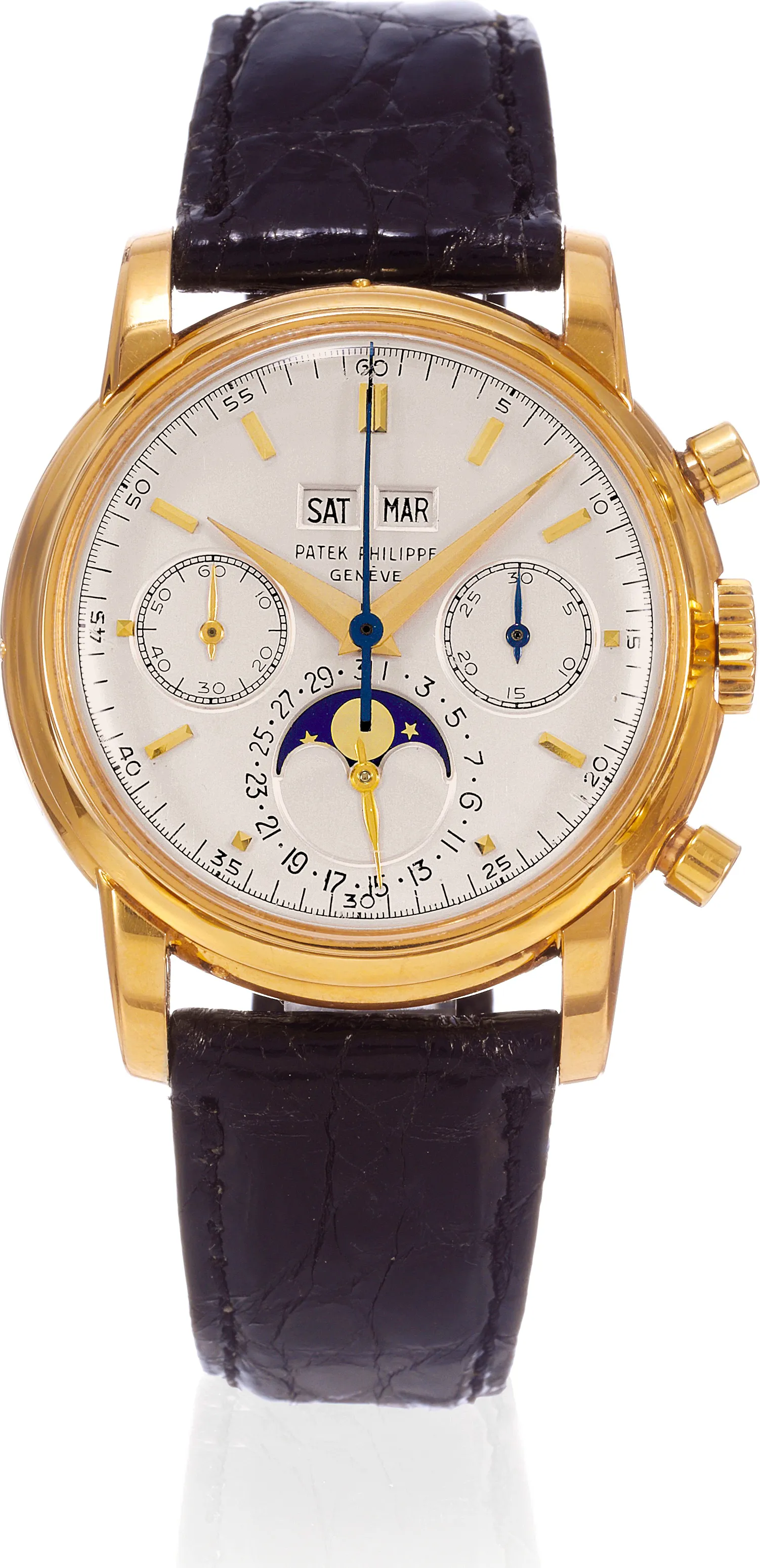 Patek Philippe Perpetual Calendar Chronograph 2499 38mm Yellow gold Silver