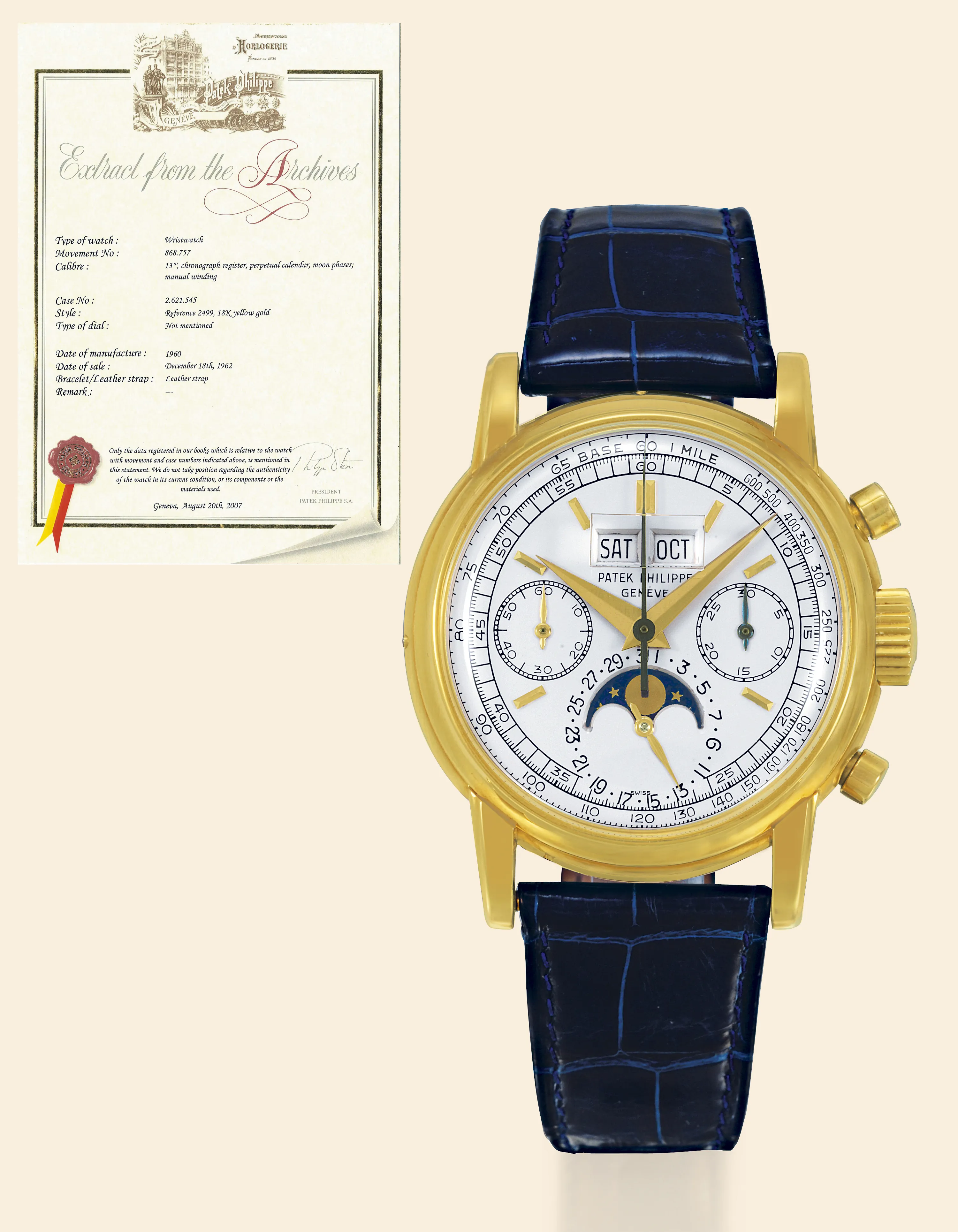 Patek Philippe Perpetual Calendar Chronograph 2499 38mm Yellow gold Silver