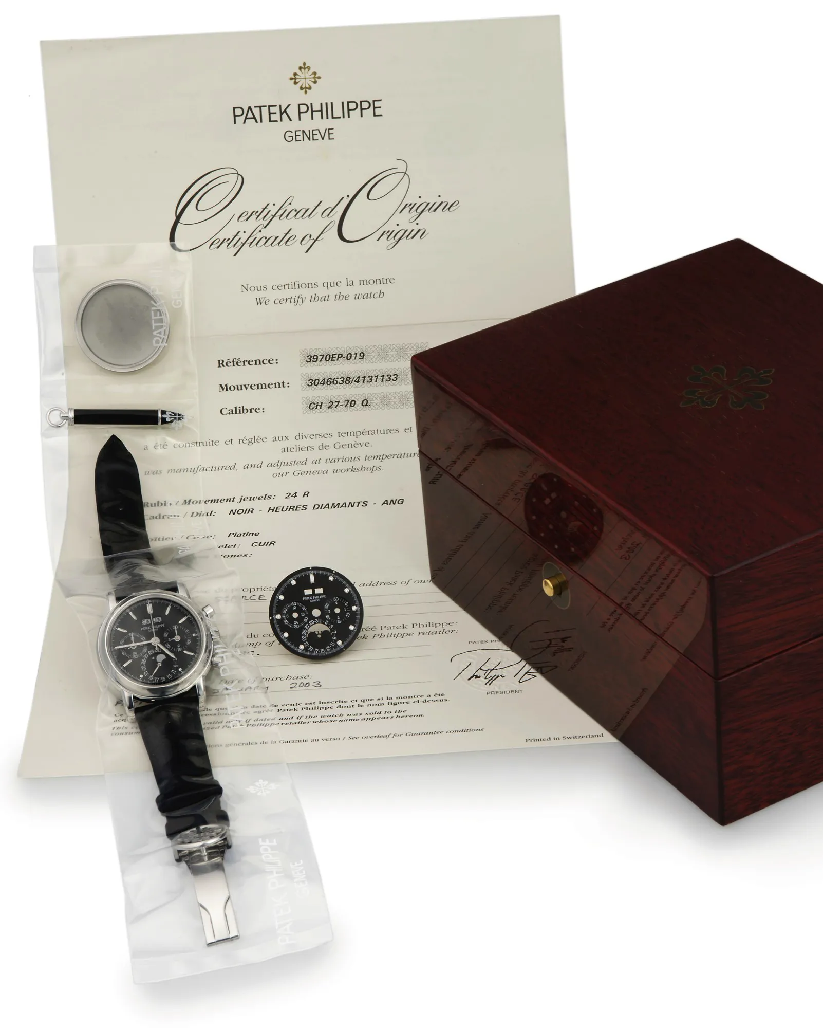 Patek Philippe Perpetual Calendar Chronograph 3970EP 36mm Platinum Black