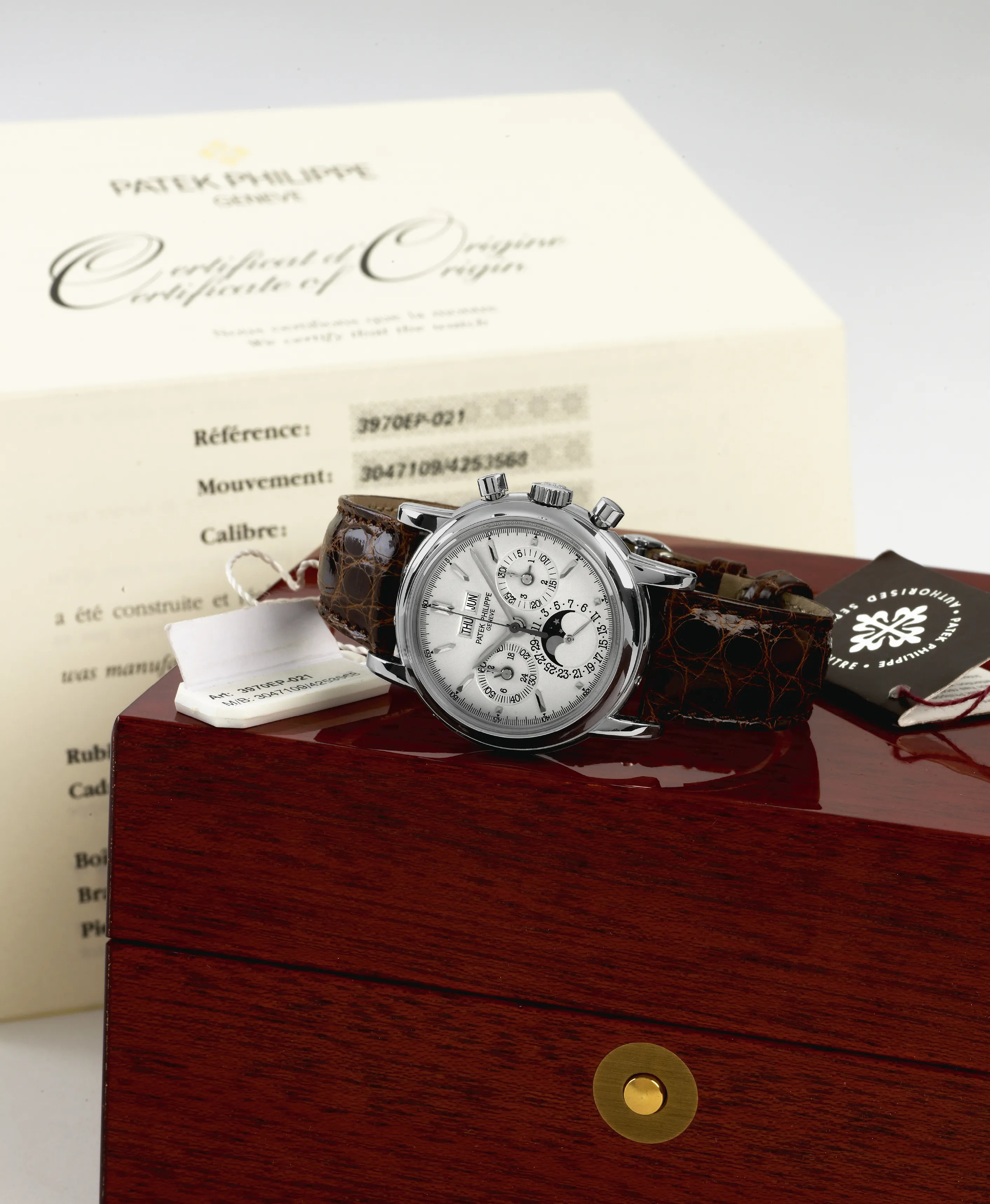 Patek Philippe Perpetual Calendar Chronograph 3970EP 36mm Platinum Silver