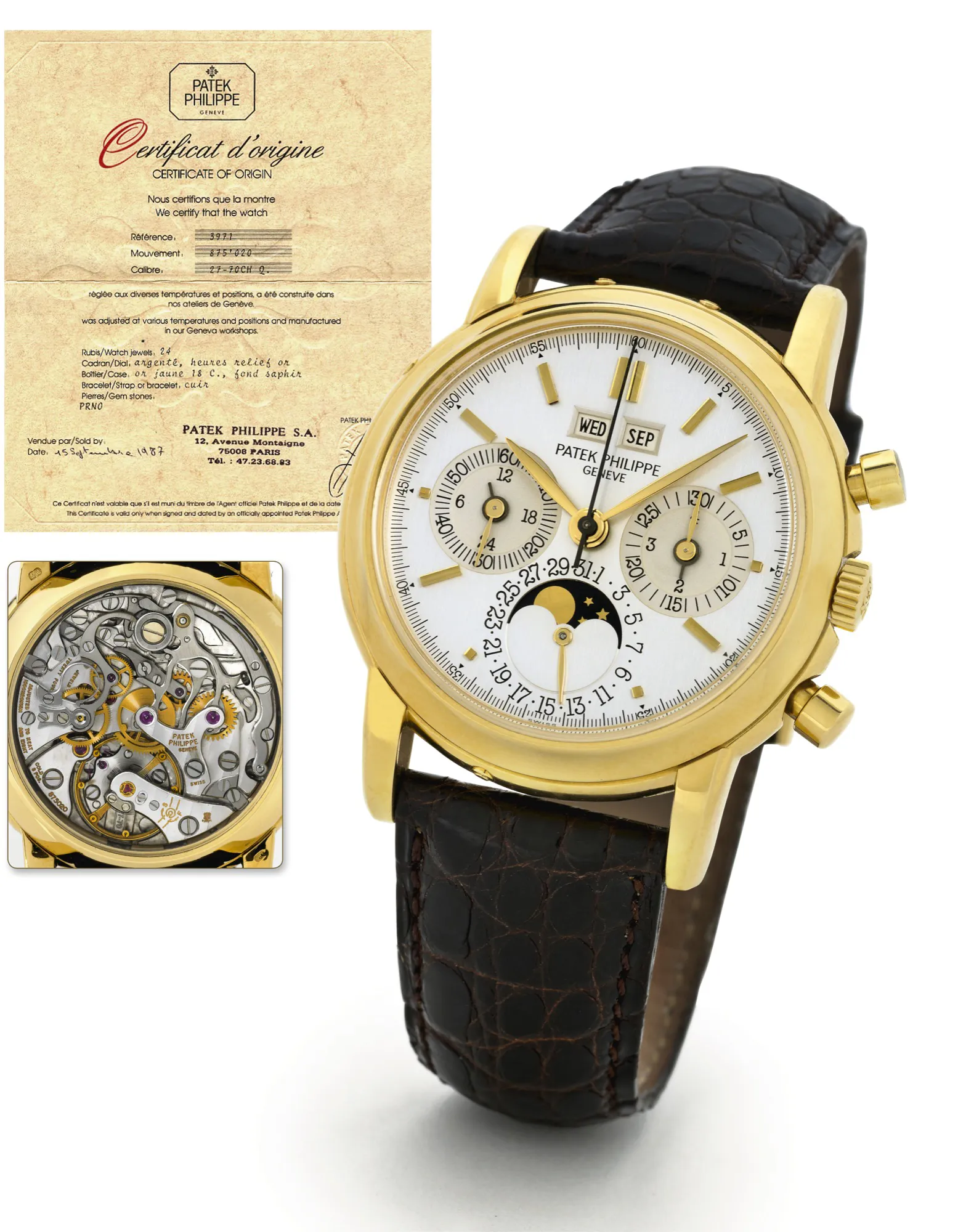 Patek Philippe Perpetual Calendar Chronograph 3971 36mm Yellow gold matte silver