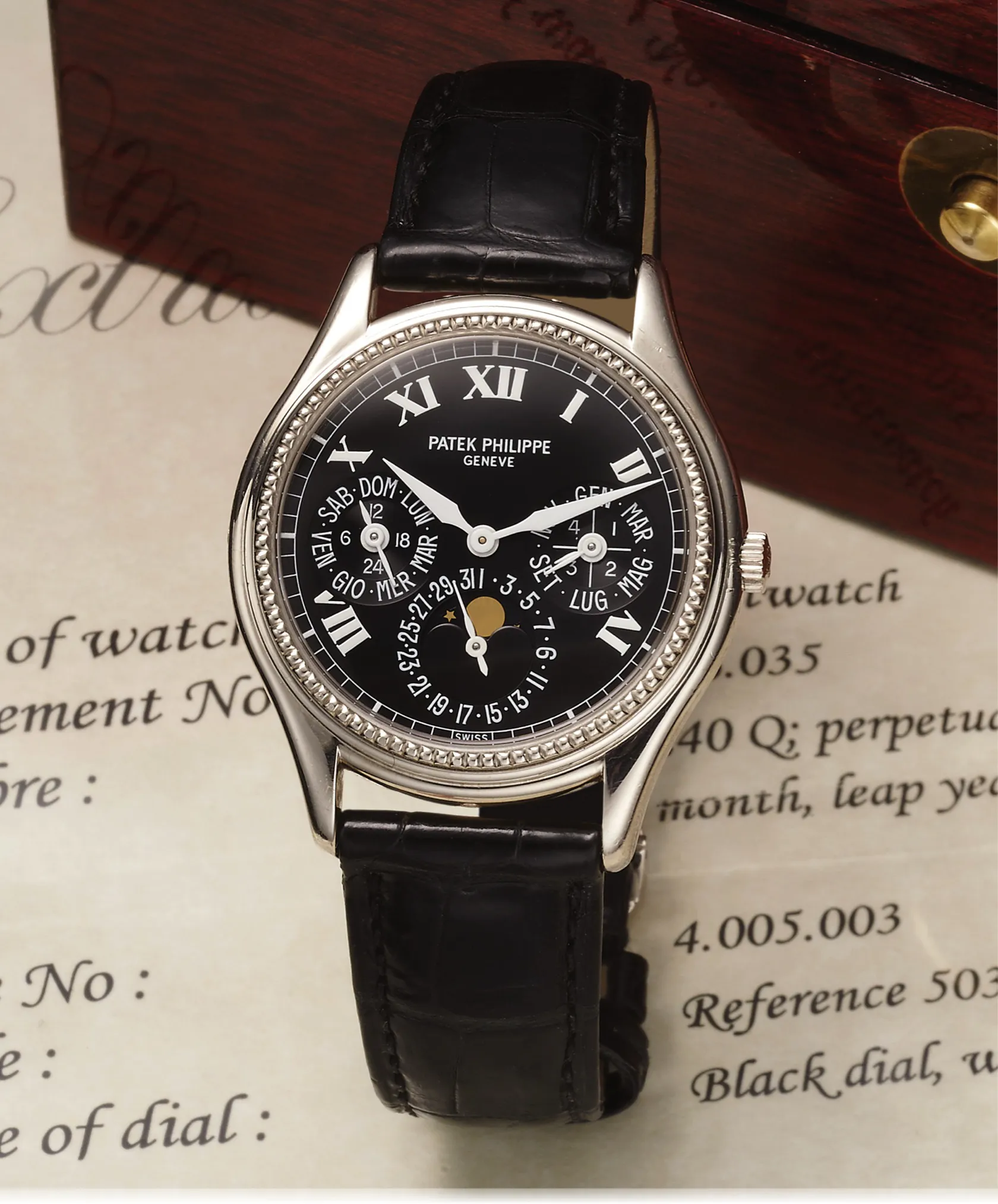 Patek Philippe Perpetual Calendar 5038G 36mm White gold Black