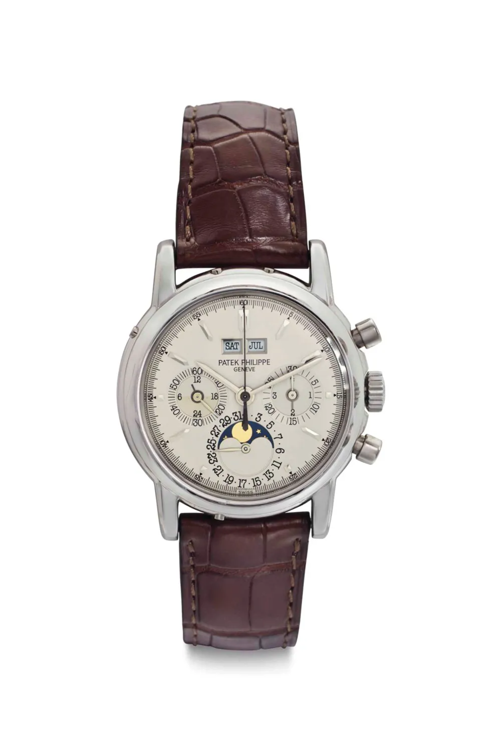 Patek Philippe Perpetual Calendar Chronograph 3970EP 36mm Platinum Silver