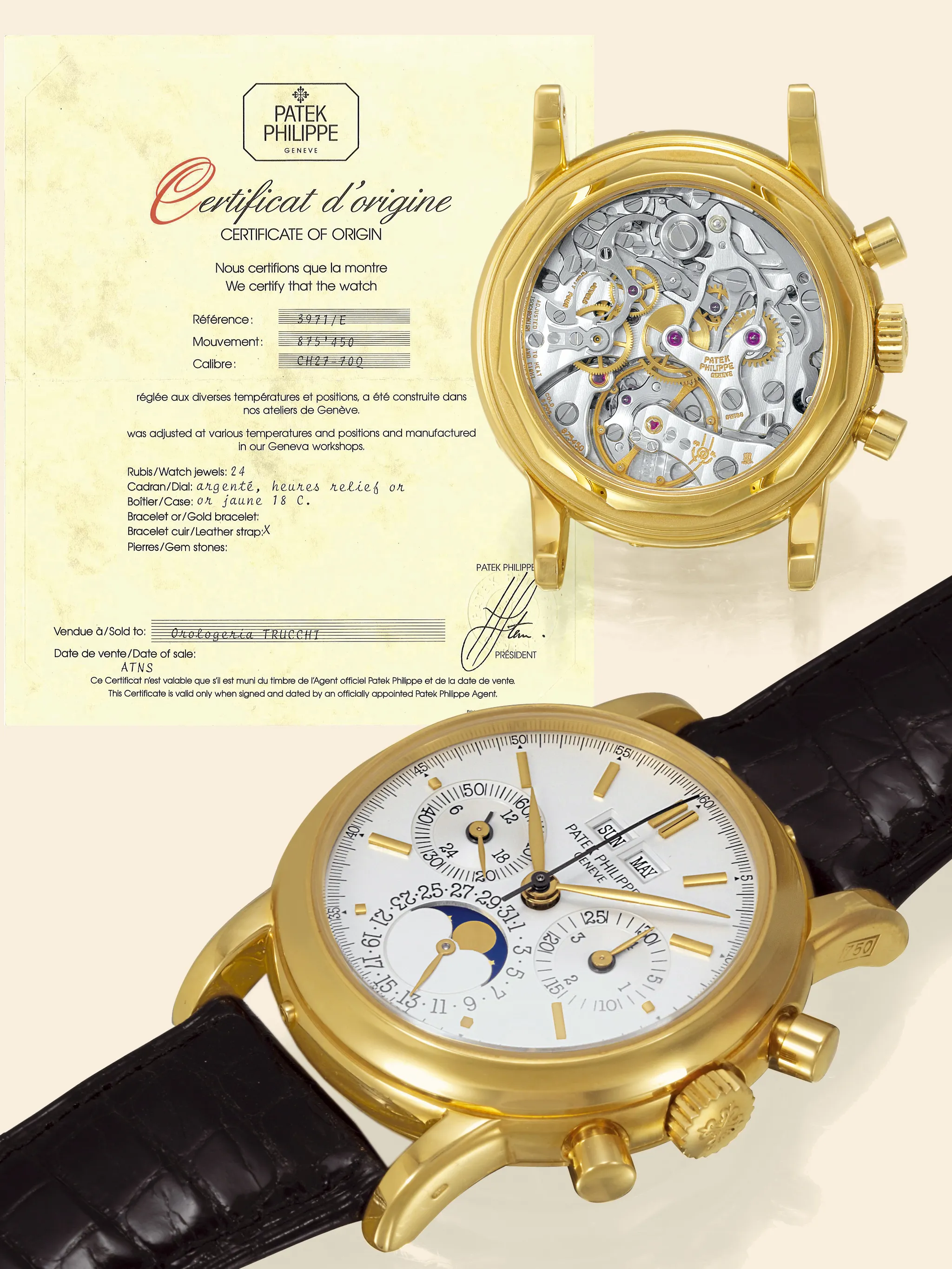 Patek Philippe Perpetual Calendar Chronograph 3971 36mm Yellow gold Silver