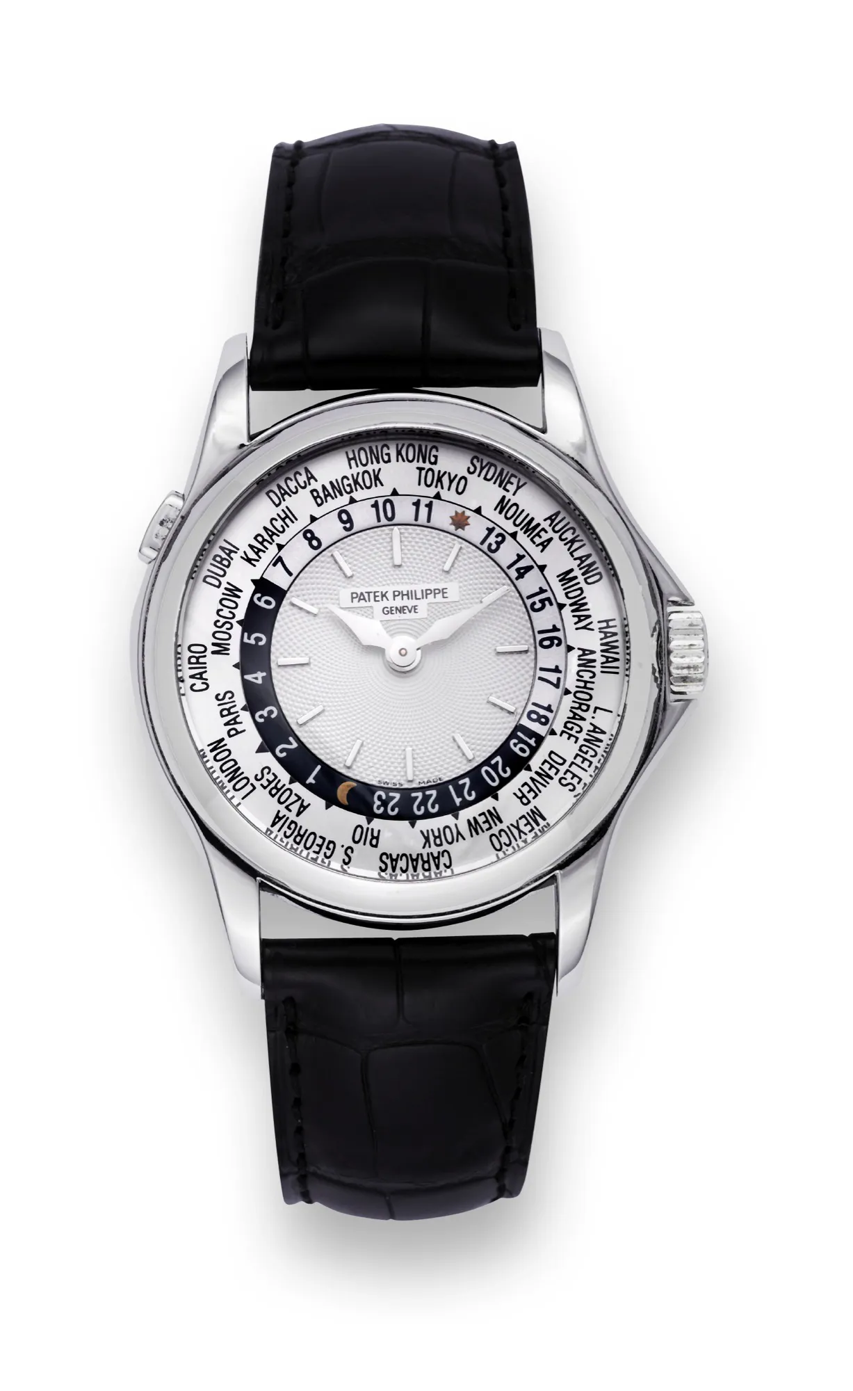 Patek Philippe World Time 5110G 37mm White gold Guilloché Silver