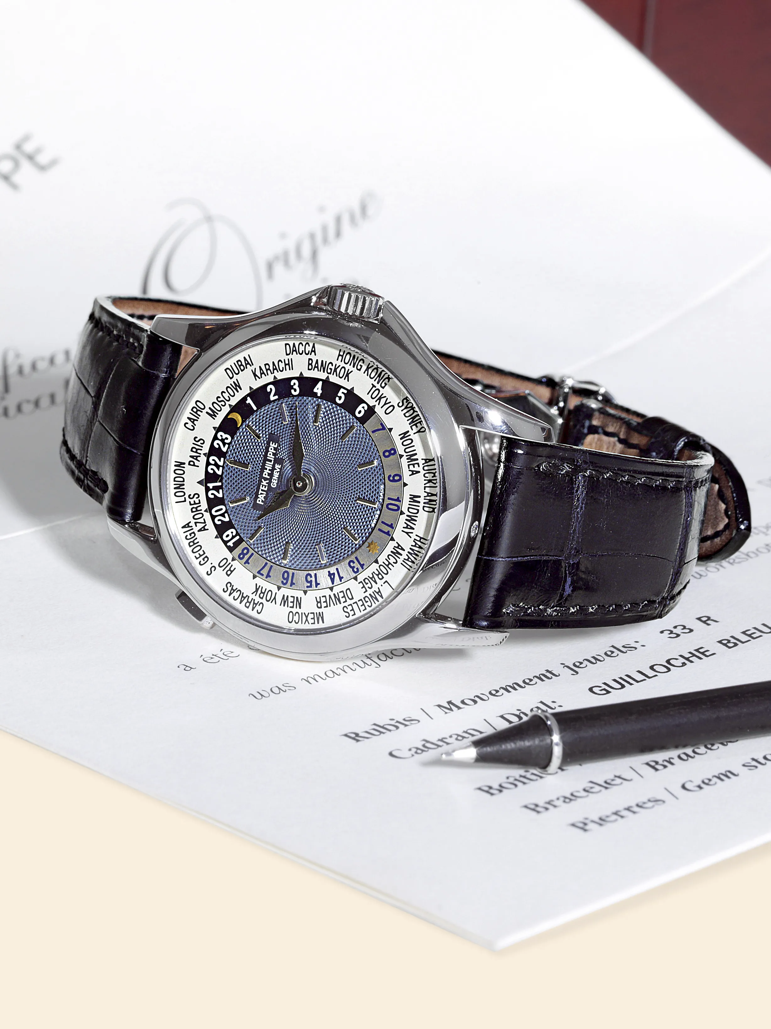 Patek Philippe World Time 5110P 37mm Platinum blue grey