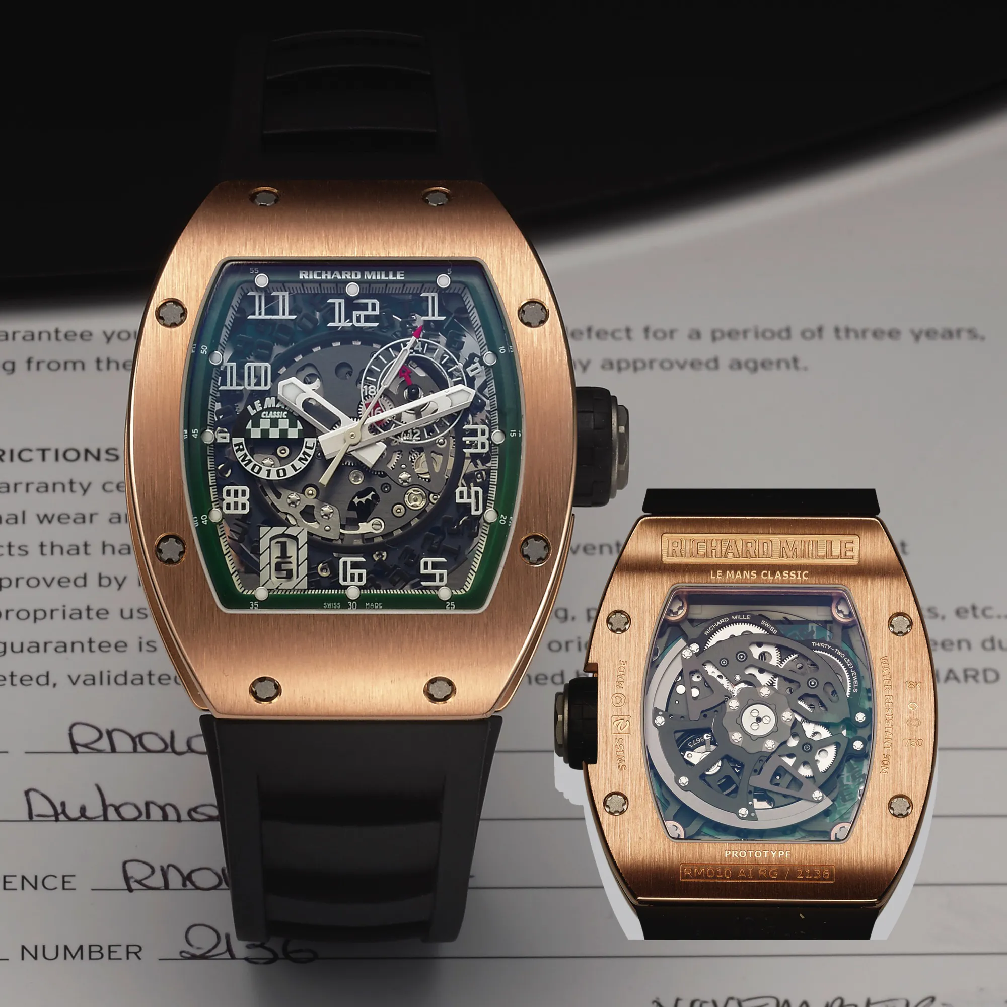 Richard Mille RM 010 RM 010 AG RG 39mm Rose gold Skeletonized