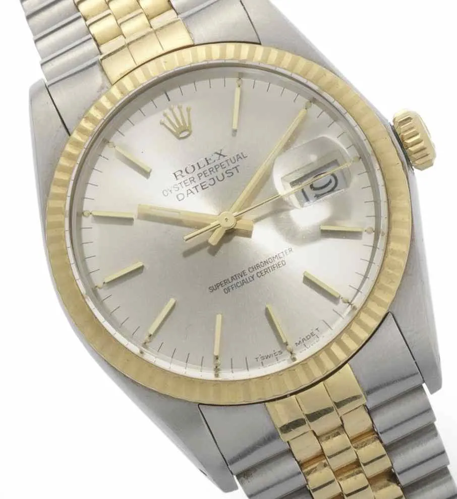 Rolex Datejust 36 16013 35mm Yellow gold and stainless steel Silver