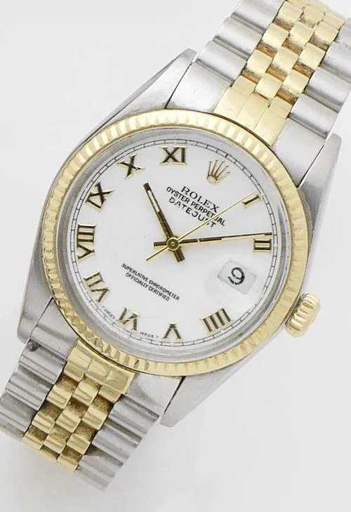 Rolex Datejust 36 16013 35mm Gold and Steel White